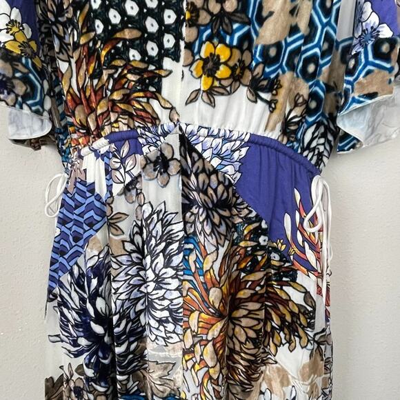 Hale Bob Maxi Dress Size M Boho Velvet Burnout Floral Festival Slit Viscos Blend - Picture 3 of 14